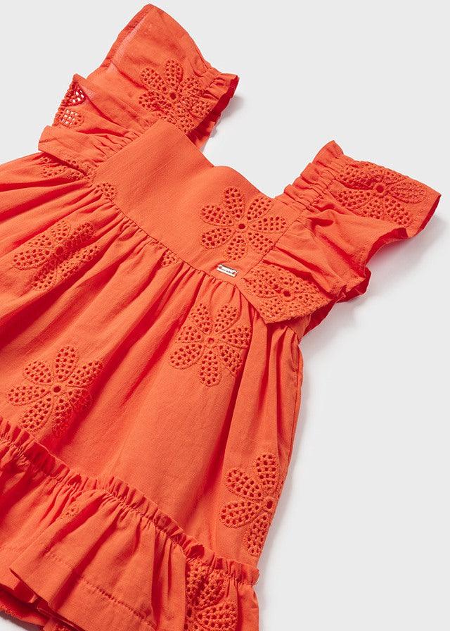 Mayoral Tangerine Embroidered dress - Petit Bébé - Zomer 2023