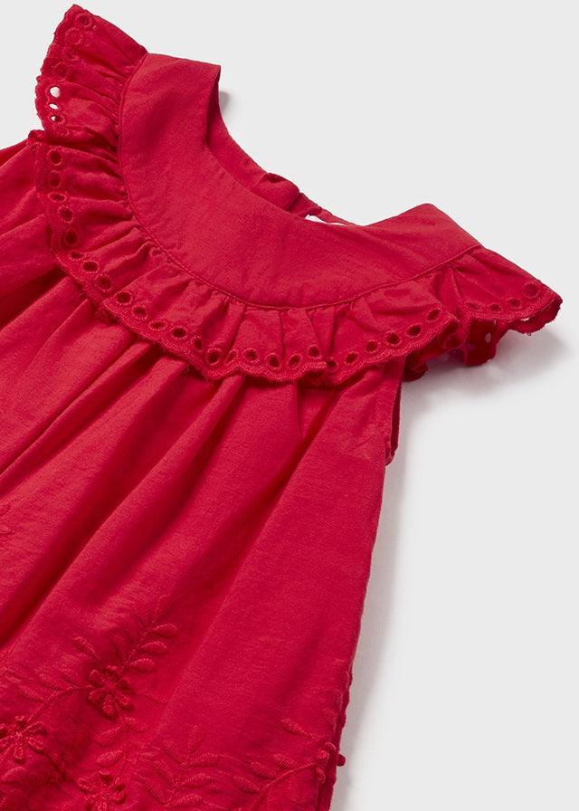 Mayoral Red Embroidered dress - Petit Bébé - Zomer 2023