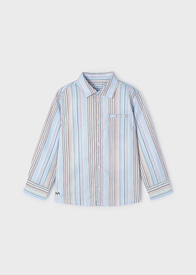 Mayoral Sky blue L/s stripes oxford shirt - Petit Bébé - Zomer 2023