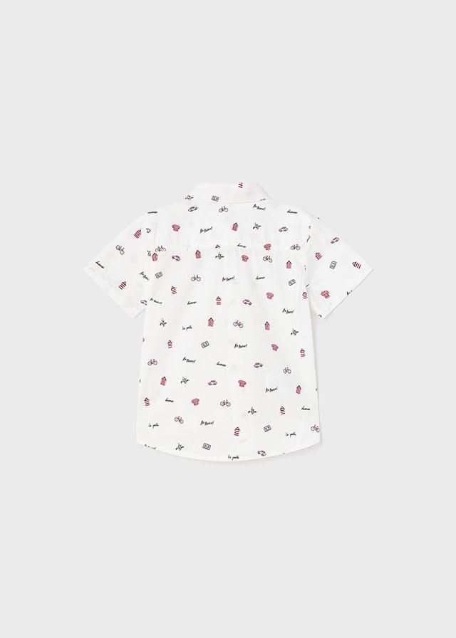 Mayoral White S/s printed shirt - Petit Bébé - Zomer 2022