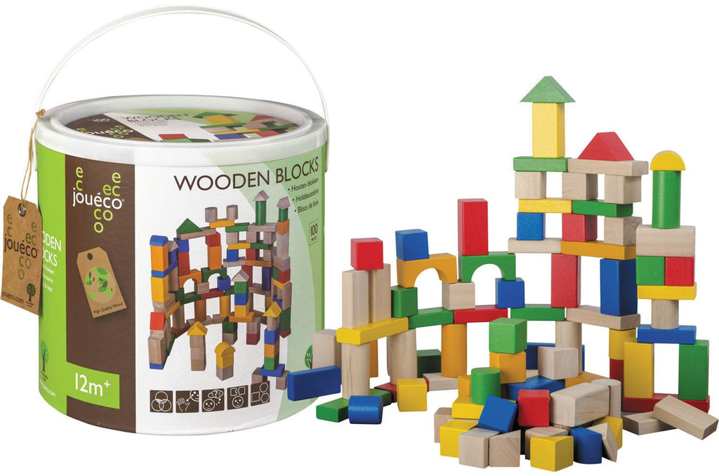 Joueco houten blokken 100 stuks - Petit Bébé - Zomer 2023