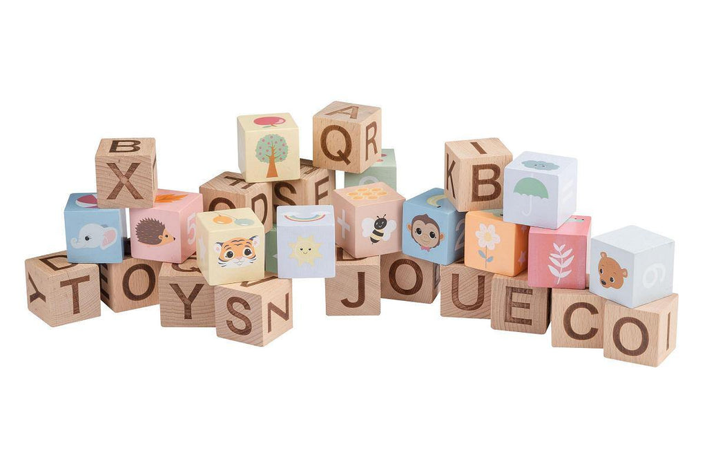 Joueco The Wildies Family alfabet blokken met zakje - Petit Bébé baby- en kinderkleding